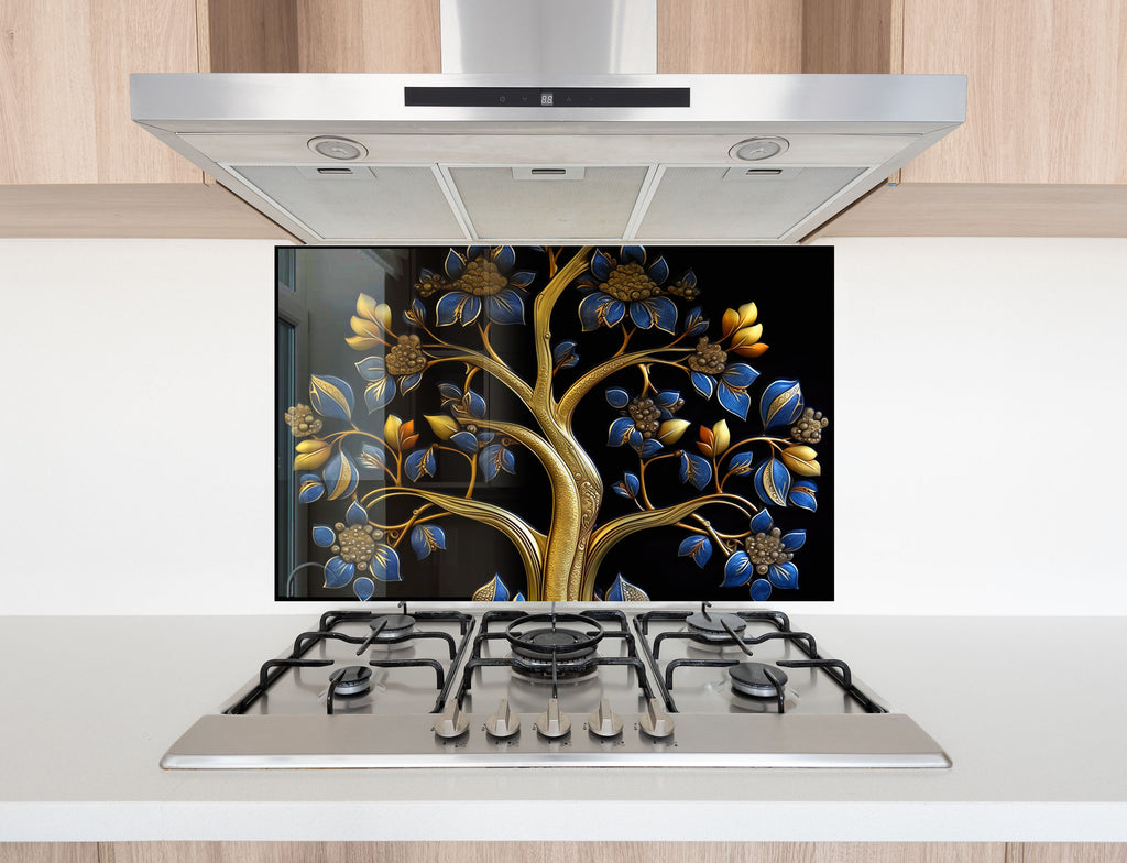 Royal Tree of Life - Glass Kitchen Backsplash-BacksplashArtworks