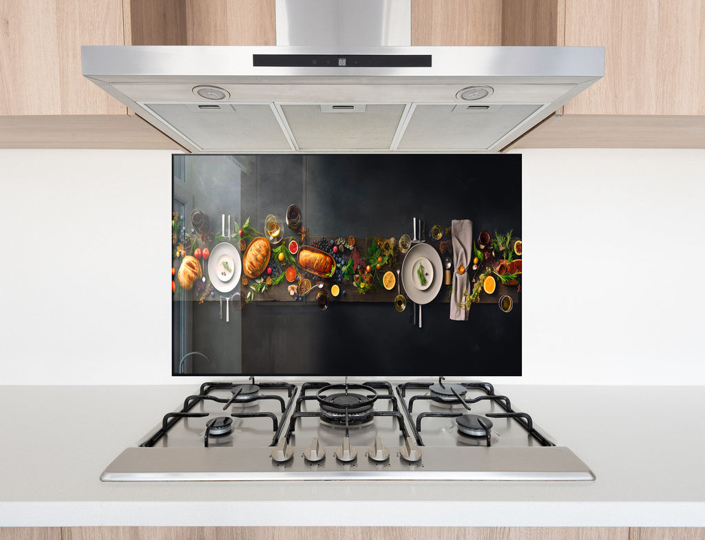 Gourmet Feast – Glass Kitchen Backsplash-BacksplashArtworks