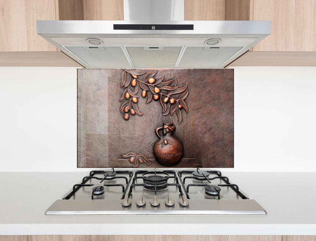 Rustic Bronze Olive Art - Glass Kitchen Backsplash-BacksplashArtworks