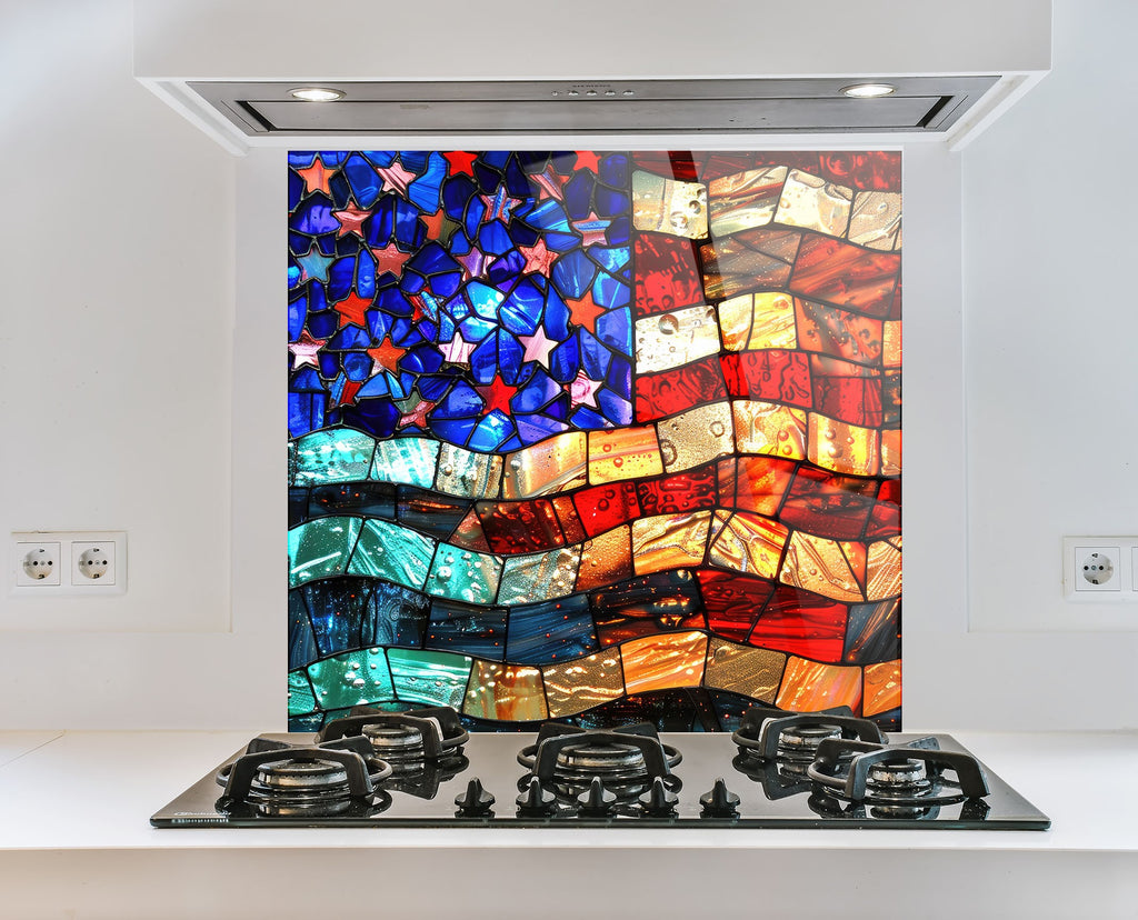 American Flag Stained - Glass Kitchen Backsplash-BacksplashArtworks