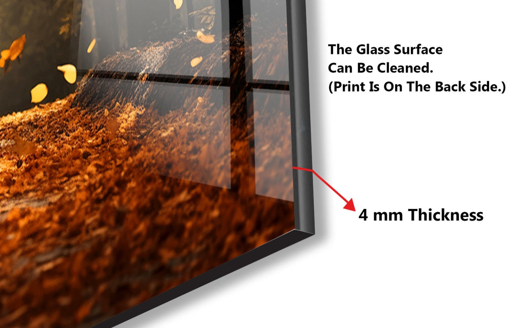Golden Autumn Path Wall Art - Tempered Glass Kitchen Backsplash-BacksplashArtworks