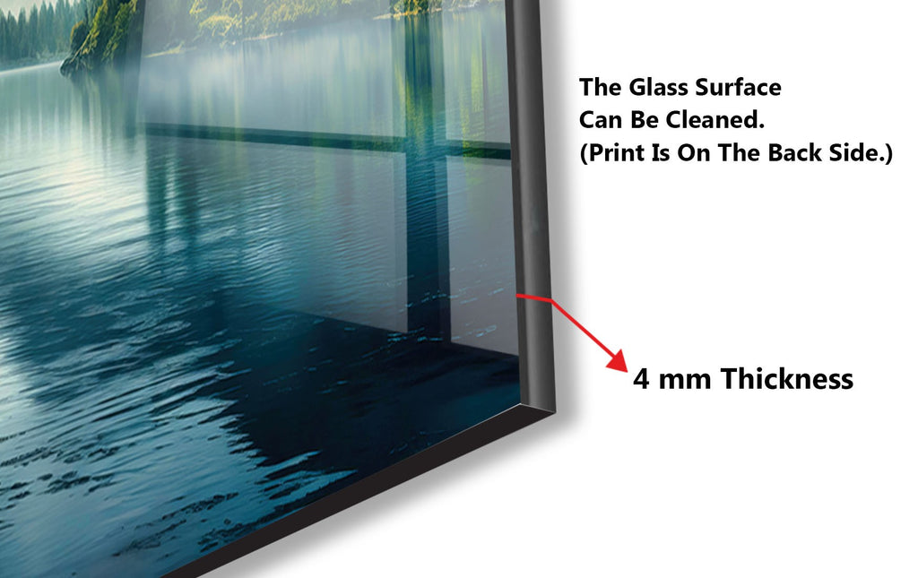 Misty Mountain Lake Wall Art - Tempered Glass Kitchen Backsplash-BacksplashArtworks