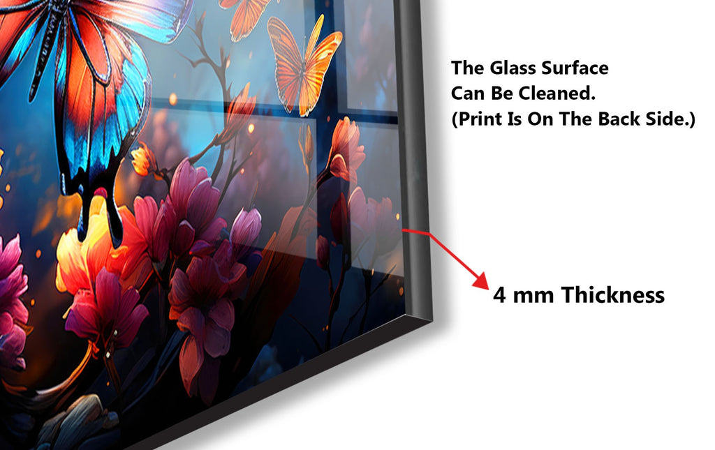 Purple Butterfly - Tempered Glass Kitchen Backsplash-BacksplashArtworks
