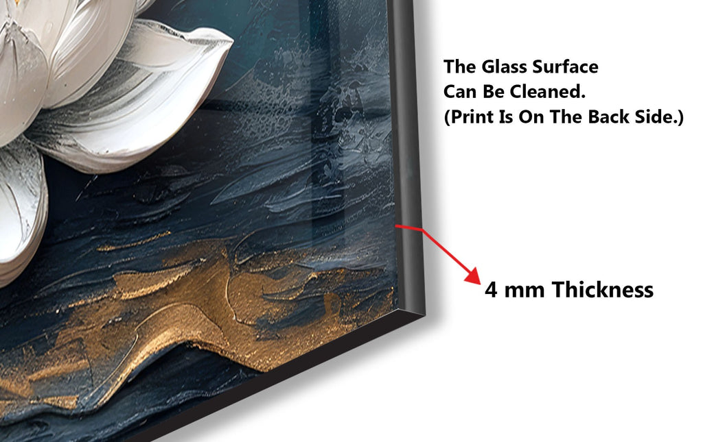 Serene Lotus Blossom - Glass Kitchen Backsplash-BacksplashArtworks