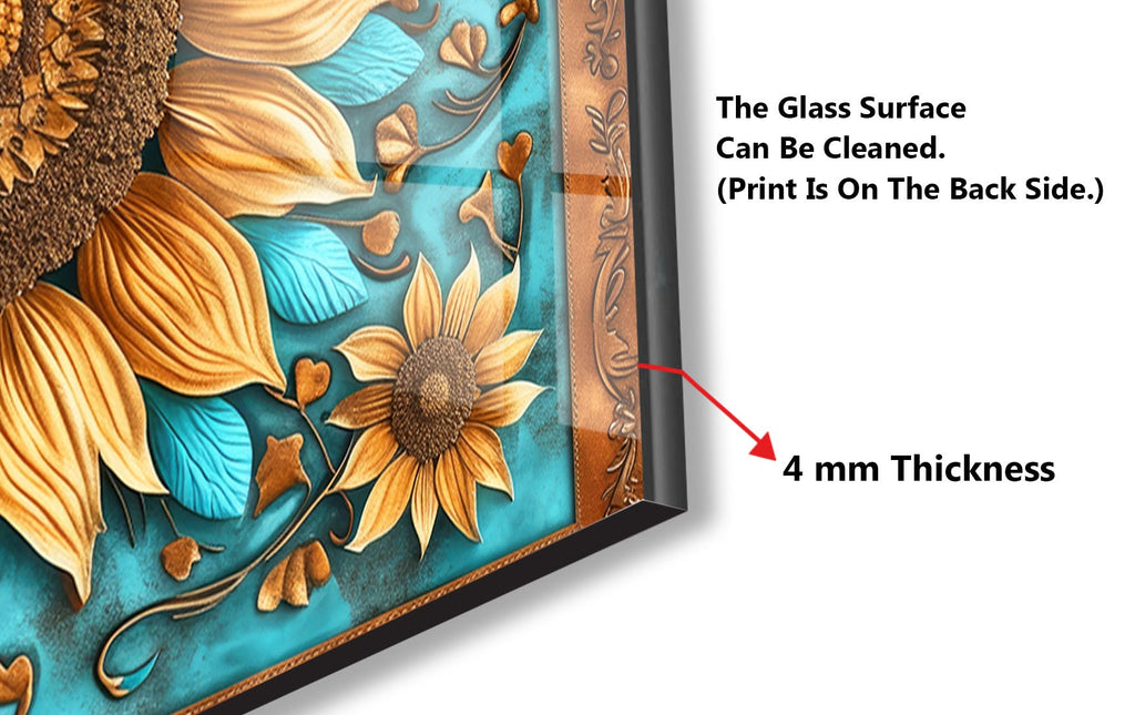 Rustic Sunflower Charm - Glass Kitchen Backsplash-BacksplashArtworks