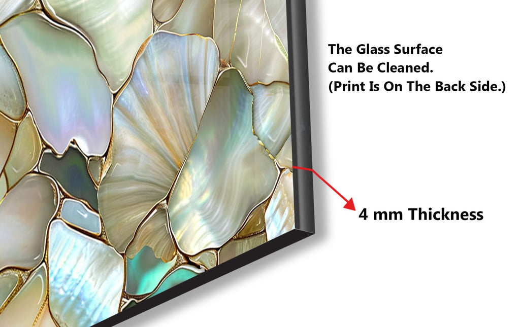 Pearlescent White & Gold - Glass Kitchen Backsplash-BacksplashArtworks