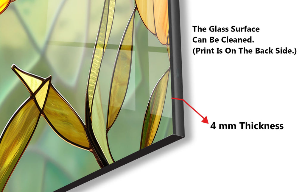 Stained Glass Tulip Art - Glass Kitchen Backsplash-BacksplashArtworks