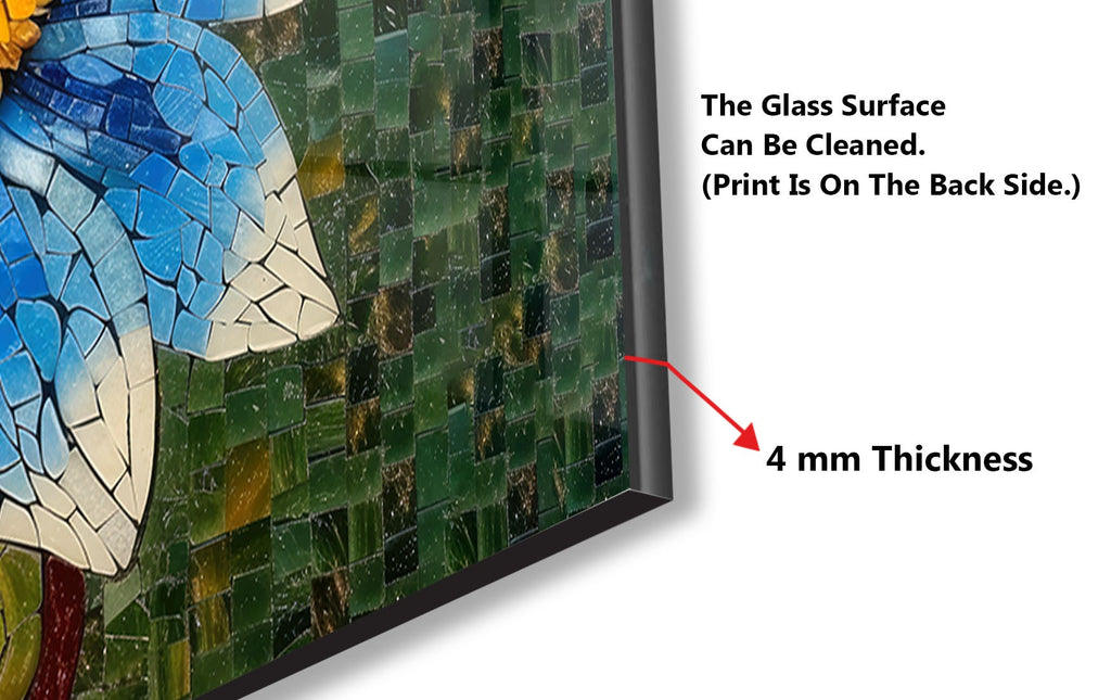 Mosaic Blue Blossom - Glass Kitchen Backsplash-BacksplashArtworks