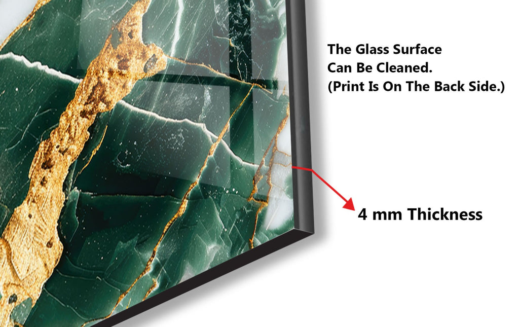 Green & White Gold Vein Marble - Glass Kitchen Backsplash-BacksplashArtworks