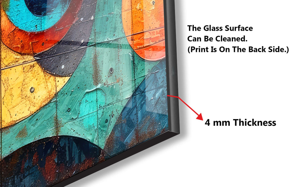 Mosaic Tempered Glass Kitchen Backsplash with Abstract Art Design-BacksplashArtworks