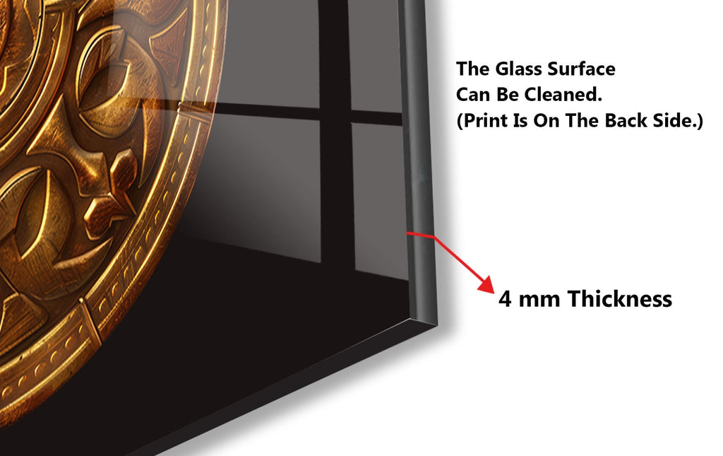 Golden Medallion - Glass Kitchen Backsplash-BacksplashArtworks