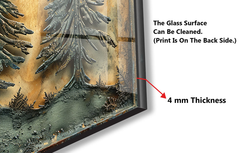 Rustic Forest Trees Wall Art - Tempered Glass Kitchen Backsplash-BacksplashArtworks