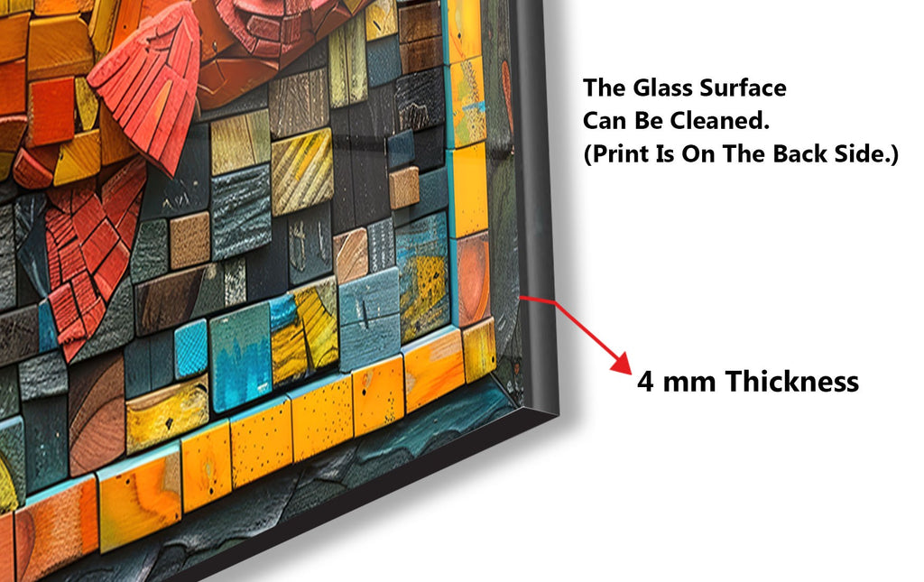 Vibrant Fish Mosaic Glass Kitchen Backsplash with Bold Color Design-BacksplashArtworks