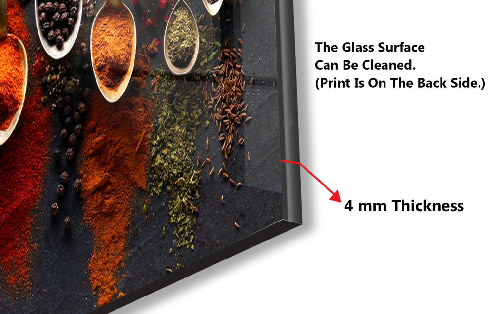 Vintage Spice Elegance - Tempered Glass Kitchen Backsplash-BacksplashArtworks