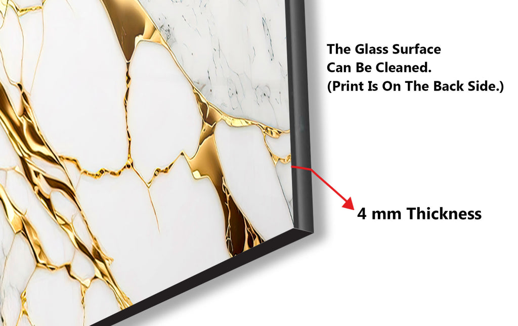 White & Gold Marble Elegance - Glass Kitchen Backsplash-BacksplashArtworks