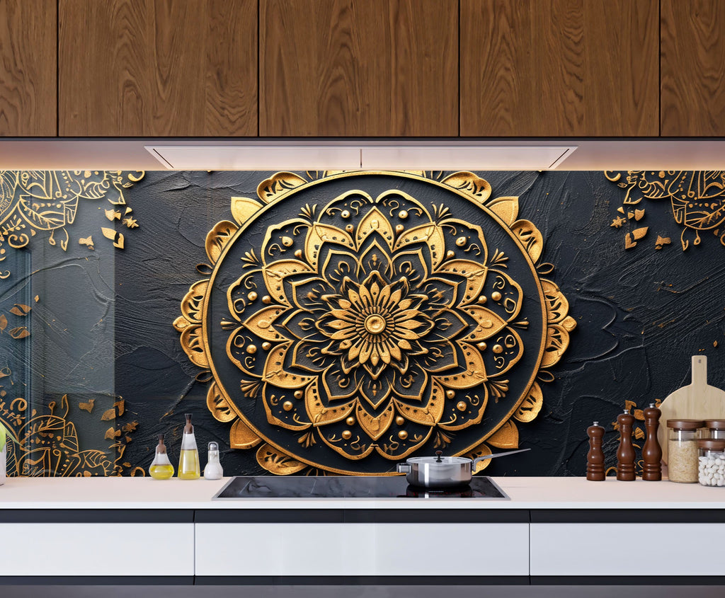 Luxury Mandala - Glass Kitchen Backsplash-BacksplashArtworks