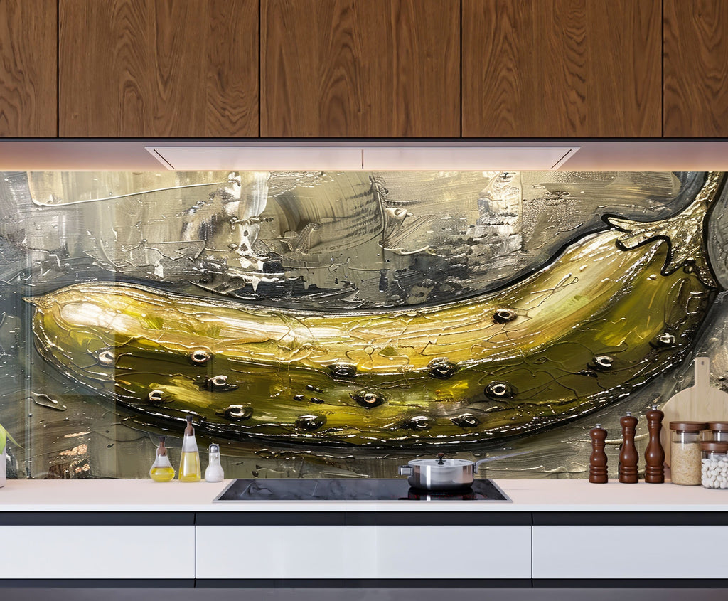Pastel Banana - Tempered Glass kitchen Backsplash-BacksplashArtworks