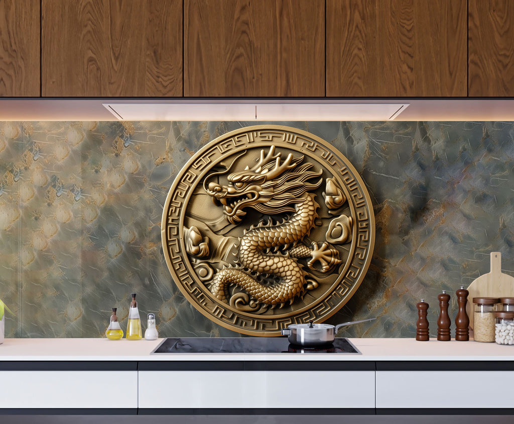 Chinese Dragon - Glass Kitchen Backsplash-BacksplashArtworks