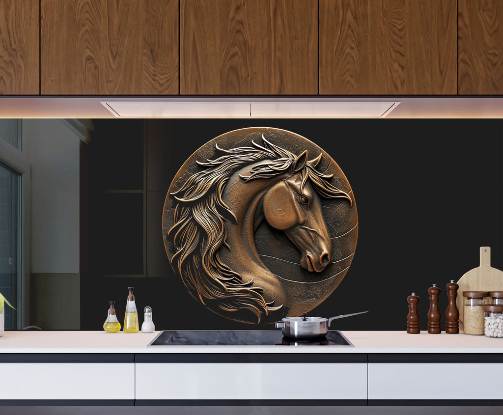 Majestic Horse Head - Glass Kitchen Backsplash-BacksplashArtworks