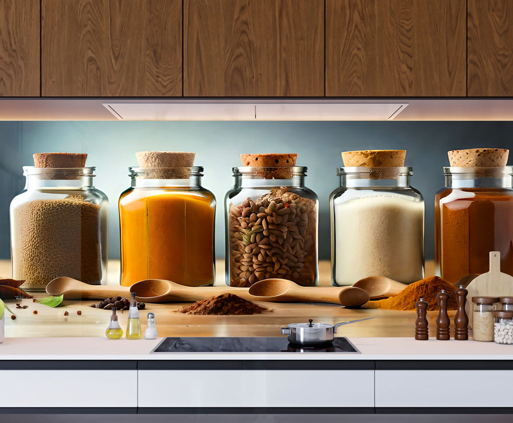 Spice Jar Collection – Glass Kitchen Backsplash-BacksplashArtworks