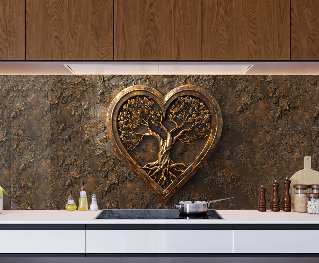 Heart of Life - Glass Kitchen Backsplash-BacksplashArtworks