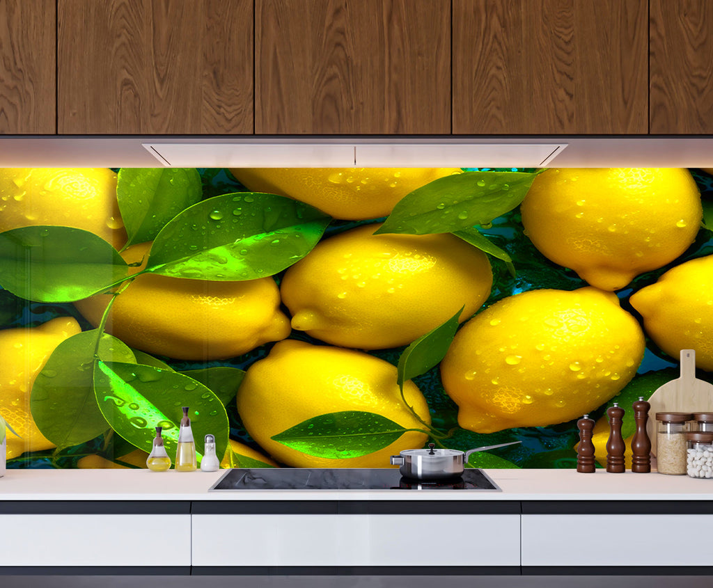 Zesty Lemon Glass Kitchen Backsplash – Fresh Citrus Design-BacksplashArtworks