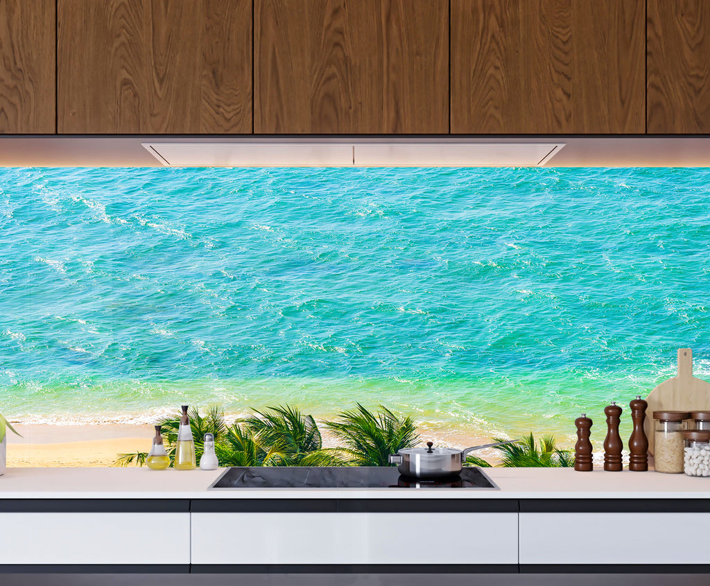 Aerial Tropical Ocean View Wall Art – Tempered Glass Kitchen Backsplash-BacksplashArtworks