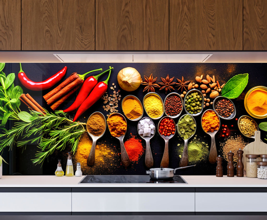Colored Spice Collection - Glass Kitchen Backsplash-BacksplashArtworks