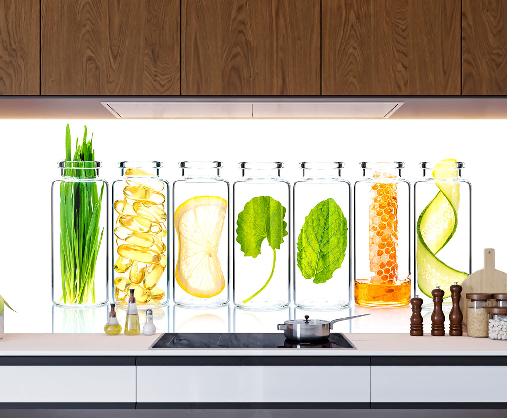 Botanical Essence – Glass Kitchen Backsplash-BacksplashArtworks
