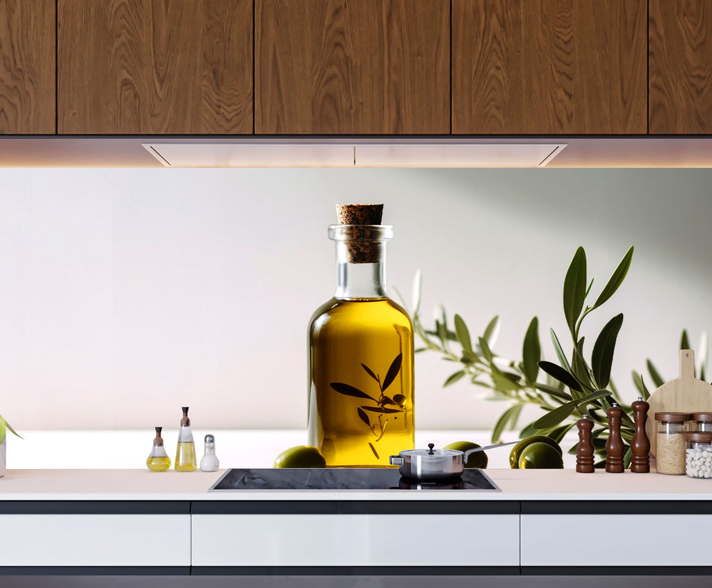 Olive Oil Glass Kitchen Backsplash – Fresh Olive and Oil Design-BacksplashArtworks