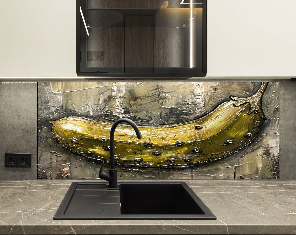 Pastel Banana - Tempered Glass kitchen Backsplash-BacksplashArtworks