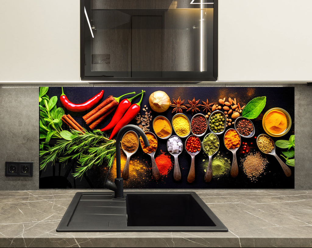 Colored Spice Collection - Glass Kitchen Backsplash-BacksplashArtworks