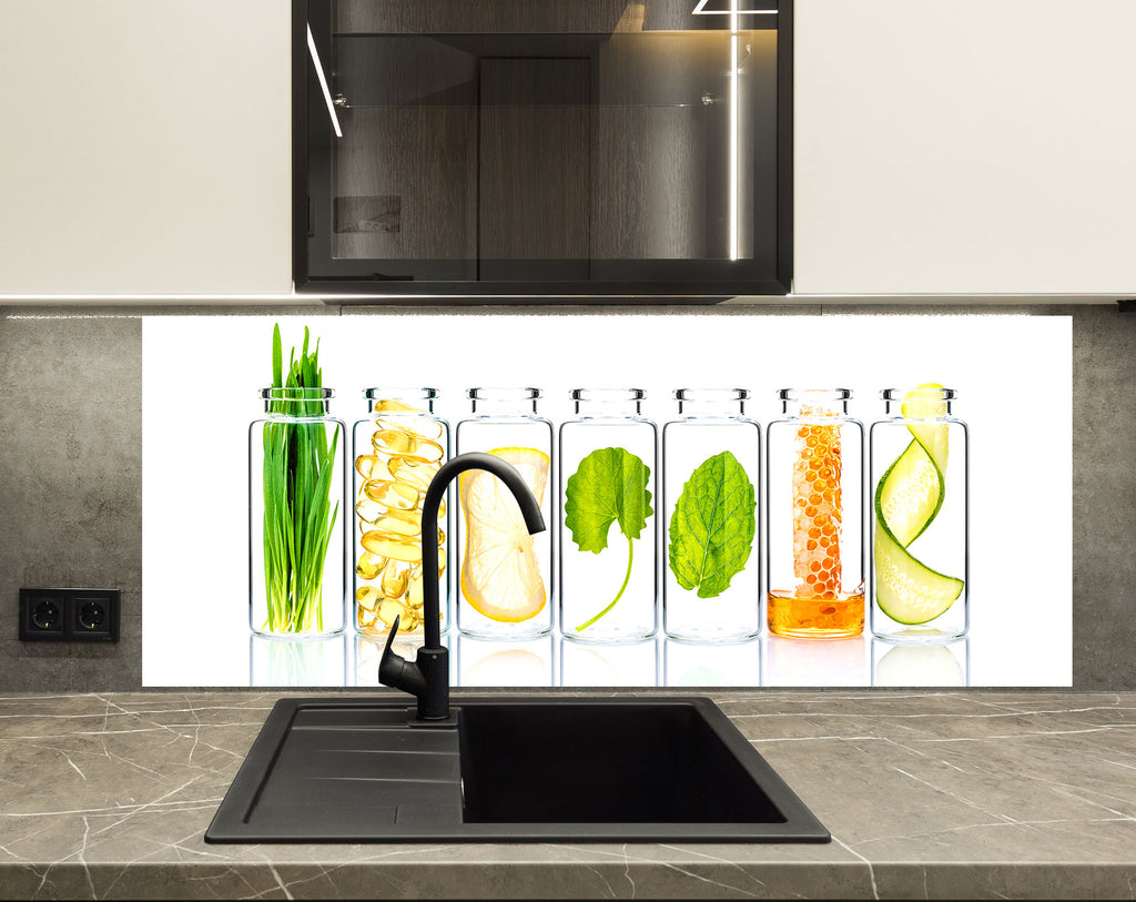 Botanical Essence – Glass Kitchen Backsplash-BacksplashArtworks