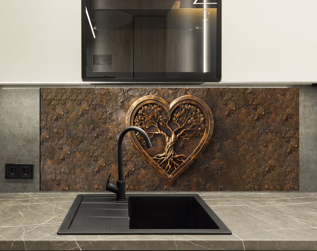 Heart of Life - Glass Kitchen Backsplash-BacksplashArtworks
