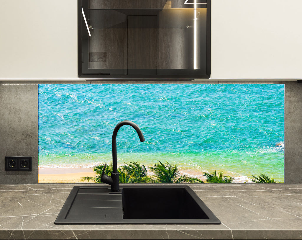 Aerial Tropical Ocean View Wall Art – Tempered Glass Kitchen Backsplash-BacksplashArtworks