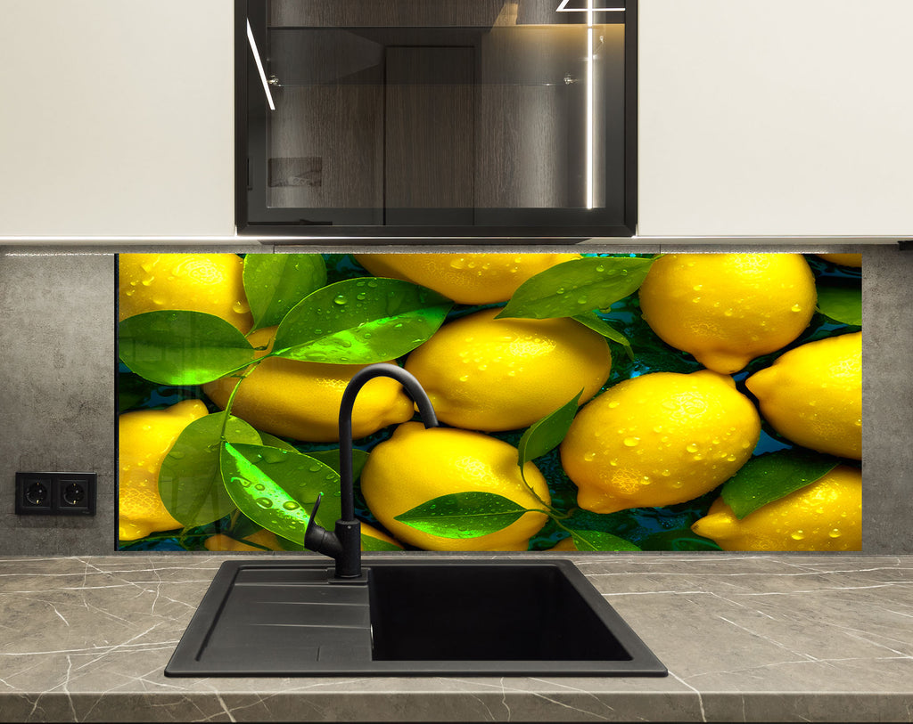 Zesty Lemon Glass Kitchen Backsplash – Fresh Citrus Design-BacksplashArtworks