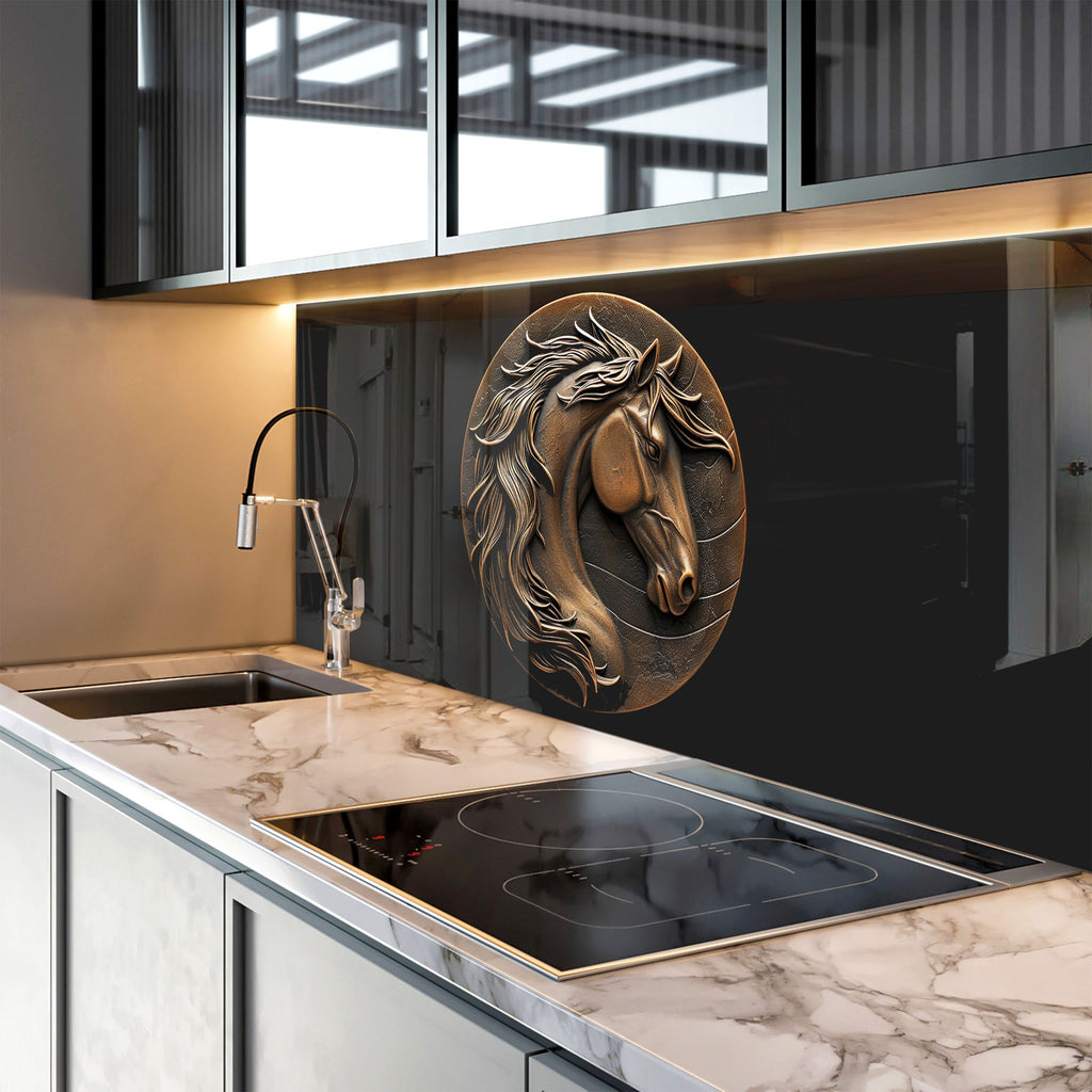 Majestic Horse Head - Glass Kitchen Backsplash-BacksplashArtworks