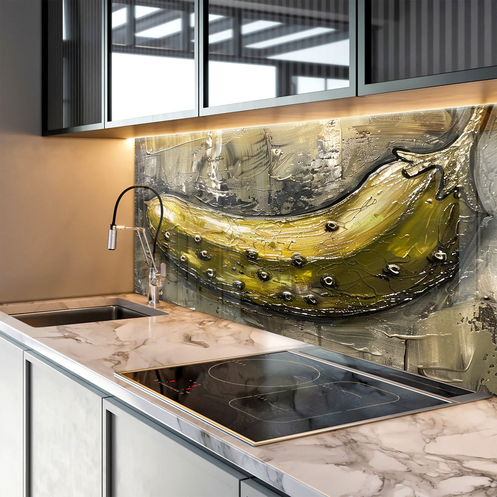 Pastel Banana - Tempered Glass kitchen Backsplash-BacksplashArtworks