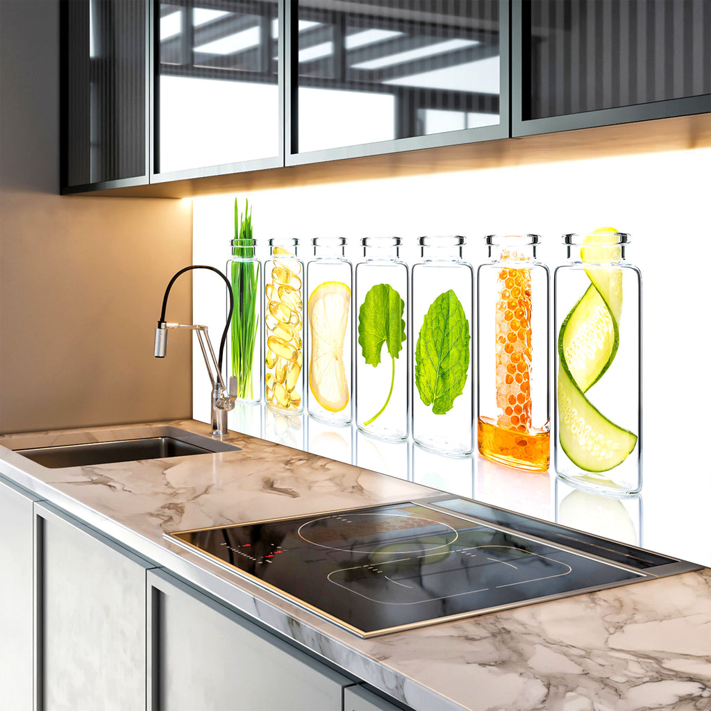 Botanical Essence – Glass Kitchen Backsplash-BacksplashArtworks