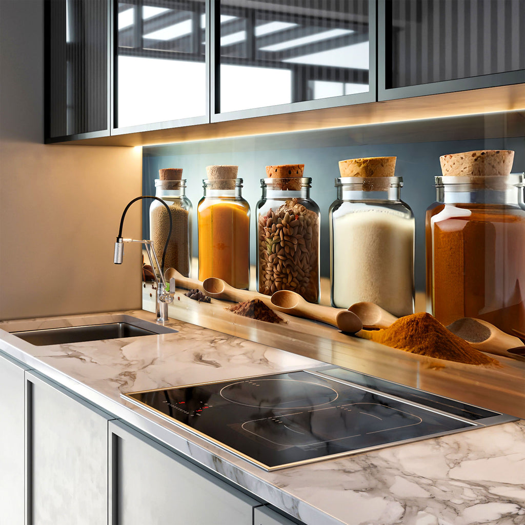 Spice Jar Collection – Glass Kitchen Backsplash-BacksplashArtworks