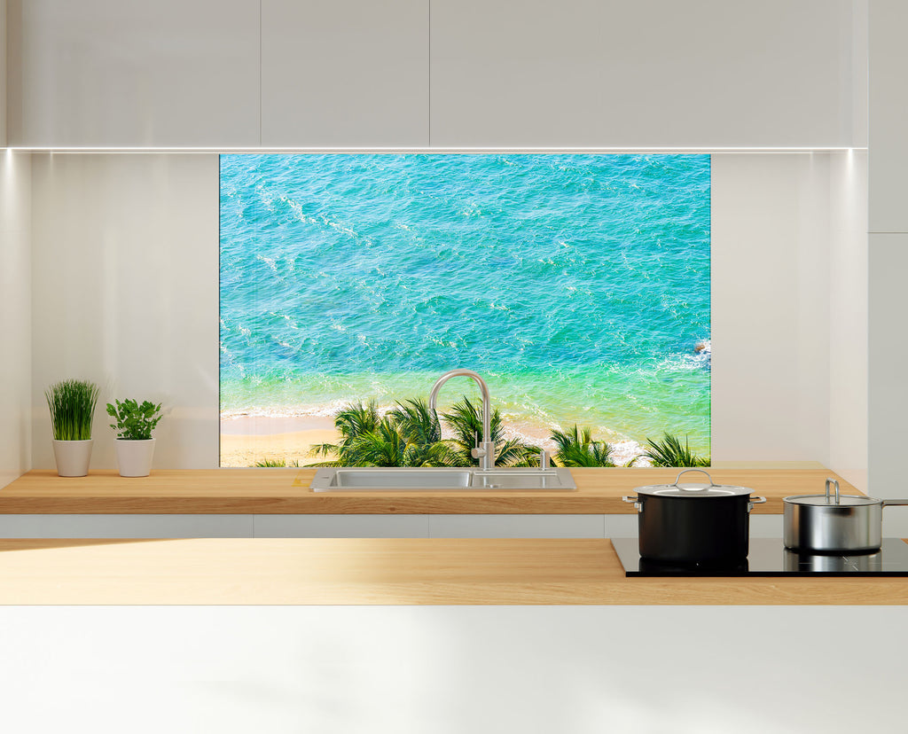 Aerial Tropical Ocean View Wall Art – Tempered Glass Kitchen Backsplash-BacksplashArtworks