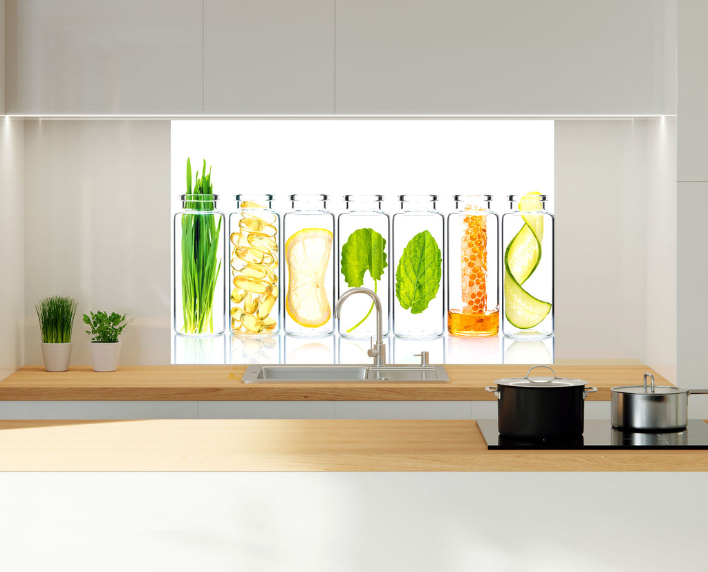 Botanical Essence – Glass Kitchen Backsplash-BacksplashArtworks