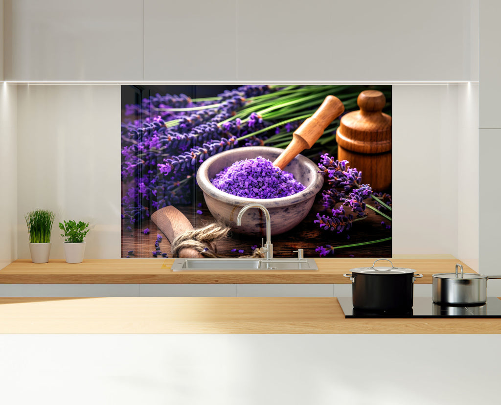Rustic Lavender Bliss - Glass Kitchen Backsplash-BacksplashArtworks