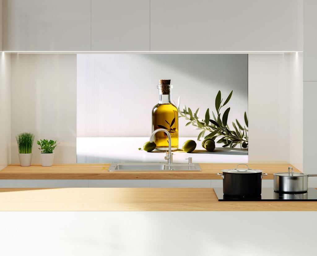 Olive Oil Glass Kitchen Backsplash – Fresh Olive and Oil Design-BacksplashArtworks