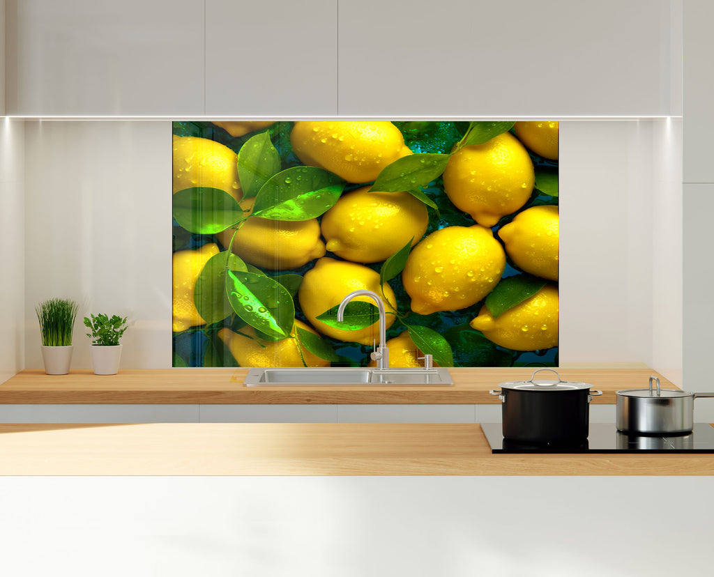 Zesty Lemon Glass Kitchen Backsplash – Fresh Citrus Design-BacksplashArtworks