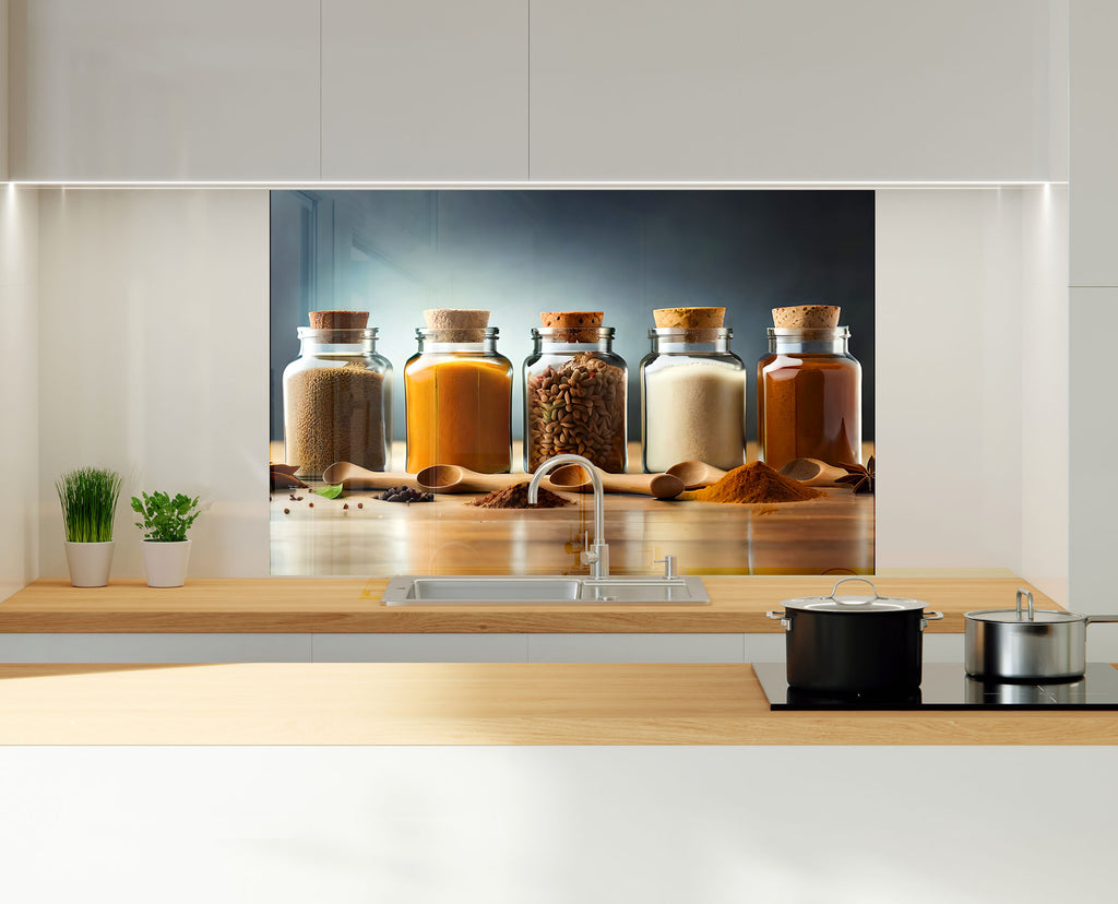 Spice Jar Collection – Glass Kitchen Backsplash-BacksplashArtworks
