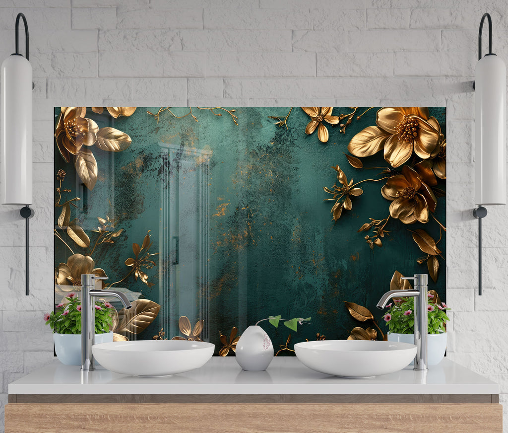 Emerald Elegance - Glass Kitchen Backsplash-BacksplashArtworks
