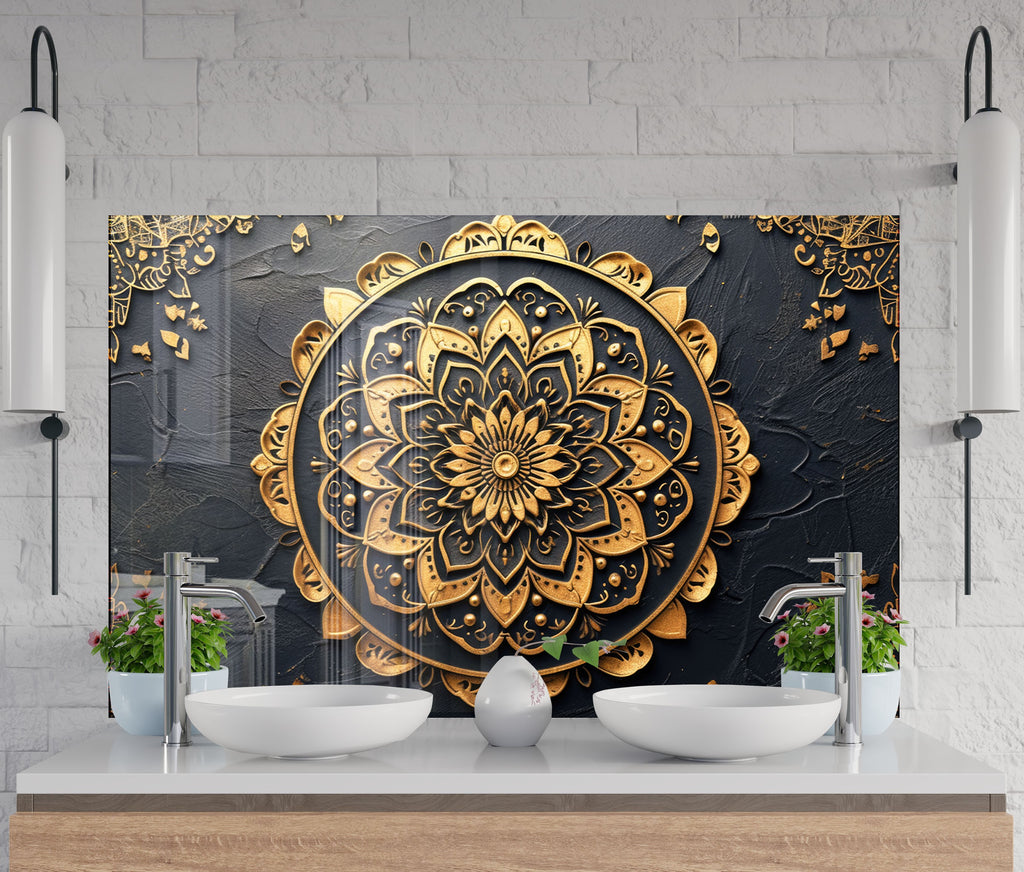 Luxury Mandala - Glass Kitchen Backsplash-BacksplashArtworks