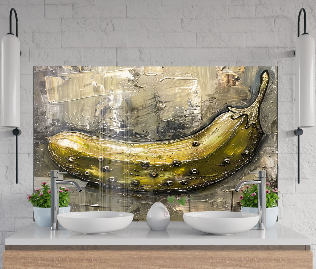 Pastel Banana - Tempered Glass kitchen Backsplash-BacksplashArtworks
