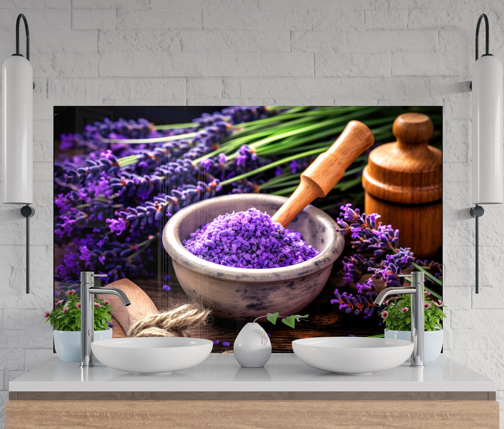 Rustic Lavender Bliss - Glass Kitchen Backsplash-BacksplashArtworks